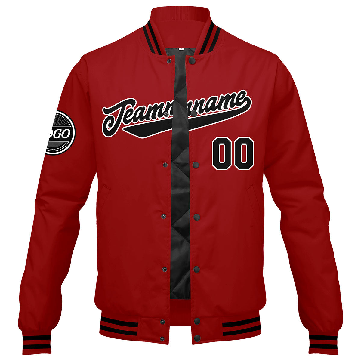 Chaqueta universitaria personalizada estilo Letterman para hombres-mujeres y jóvenes-color rojo y negro