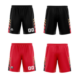 Traje de baloncesto reversible negro-rojo y dorado personalizado para adultos y niños