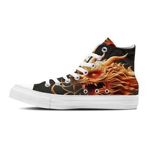 Eleva tu estilo con estas zapatillas de lona de media caña inspiradas en dragones: una declaración de moda unisex