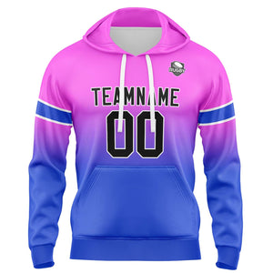 Sudadera con capucha personalizada con degradado para hombre-mujer-niña o niño Estampa tu logotipo-nombre y número en rosa y azul