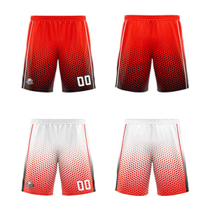 Traje de baloncesto reversible rojo-negro y blanco personalizado para adultos y niños