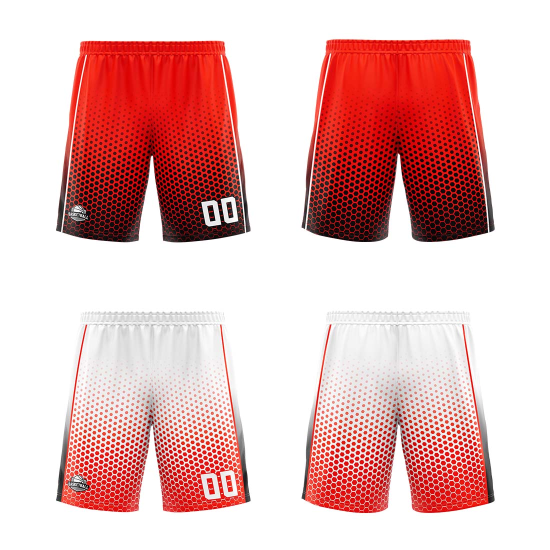 Traje de baloncesto reversible rojo-negro y blanco personalizado para adultos y niños