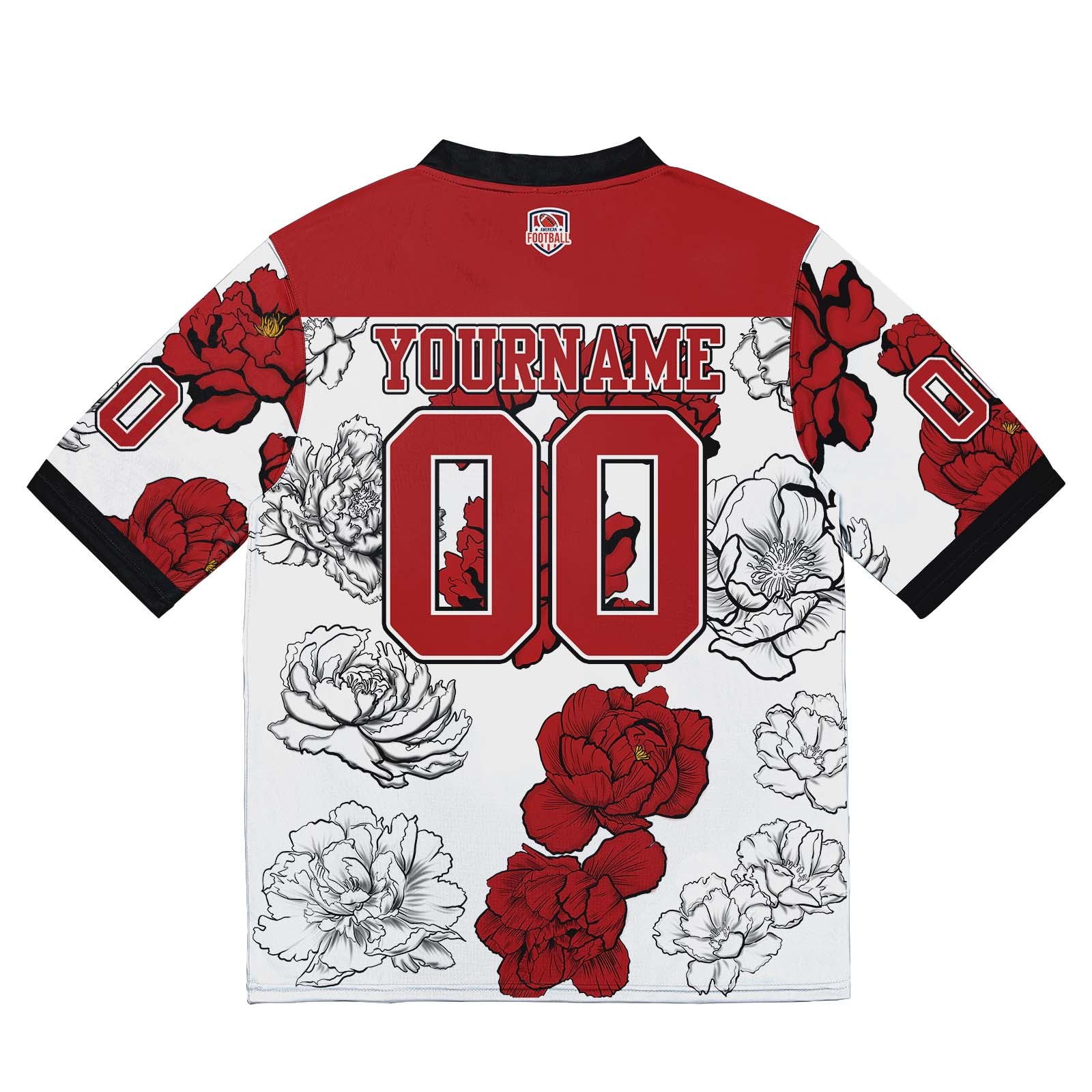 Camiseta de fútbol personalizada con nombre y número del equipo bordados-color blanco y rojo