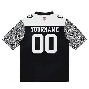 Camiseta de fútbol personalizada con nombre y número del equipo impresos y bordados-en blanco y negro