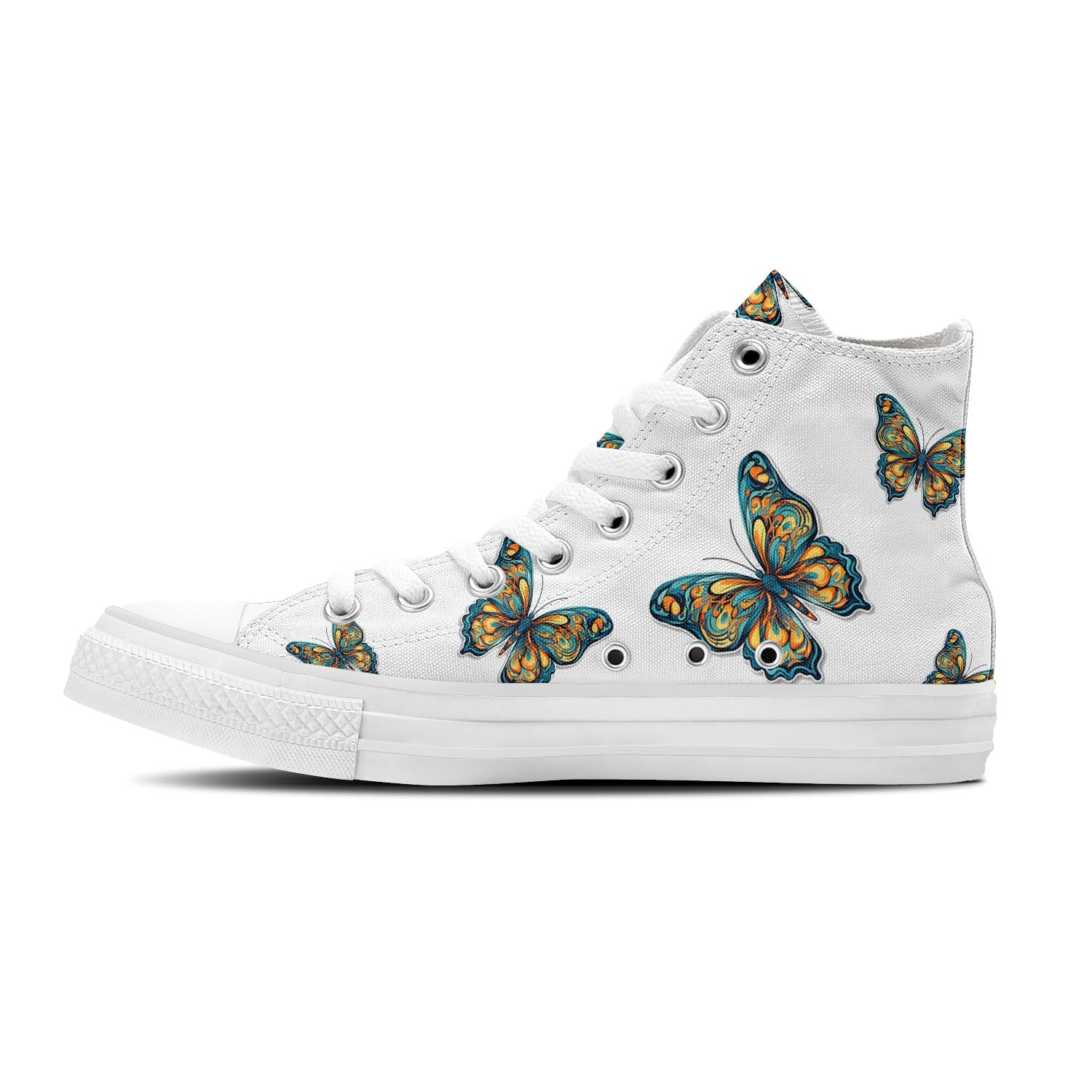 Graceful Soar: Zapatillas de lona de media caña adornadas con la elegancia de una mariposa para hombre y mujer: un paso caprichoso hacia el estilo y la comodidad