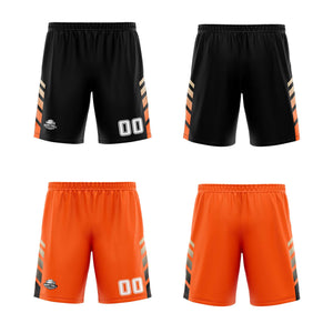 Traje de baloncesto reversible negro-naranja y dorado personalizado para adultos y niños