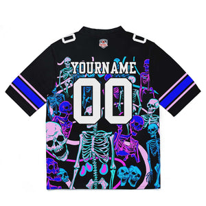 Camiseta de fútbol personalizada con nombre y número del equipo impresos y bordados -Esqueleto azul marino