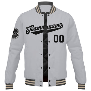 Chaqueta universitaria personalizada estilo Letterman para hombres-mujeres y jóvenes-color gris y negro