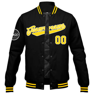 Chaqueta universitaria personalizada estilo Letterman para hombres-mujeres y jóvenes-color negro y amarillo