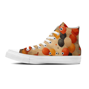 ¡Arriba-arriba y con estilo! Da rienda suelta a tu creatividad con estas zapatillas de lona de caña alta: moda unisex adornada con el cautivador y divertido estampado de lunares