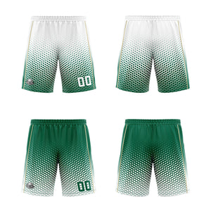 Traje de baloncesto reversible blanco y verde personalizado para adultos y niños