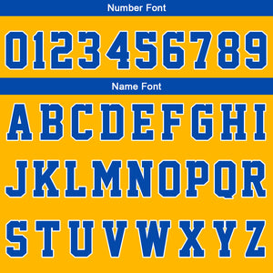 Uniforme de baloncesto personalizado azul y amarillo con tu logotipo-nombre y número impresos