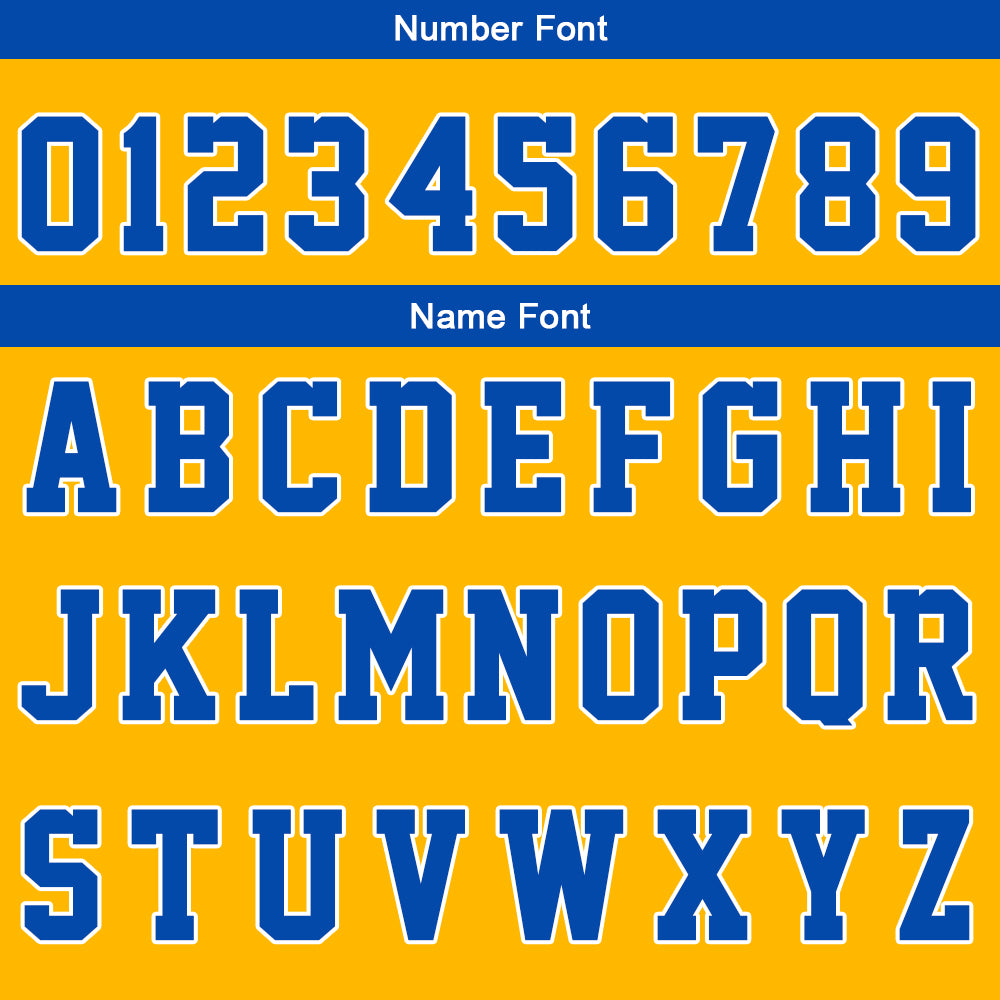 Uniforme de baloncesto personalizado azul y amarillo con tu logotipo-nombre y número impresos