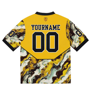 Camiseta de fútbol personalizada con nombre y número del equipo impresos y bordados-color amarillo y negro