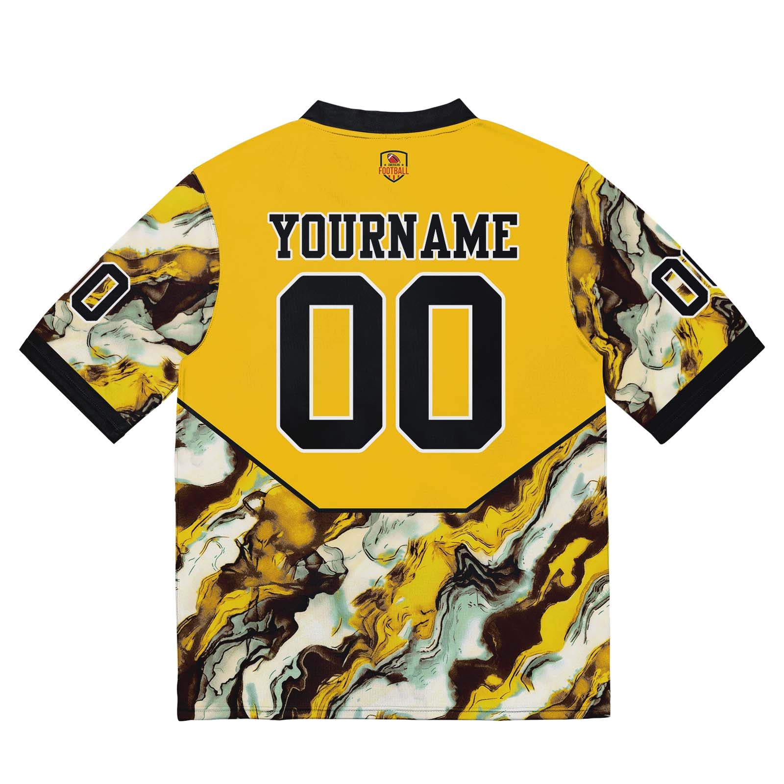 Camiseta de fútbol personalizada con nombre y número del equipo impresos y bordados-color amarillo y negro