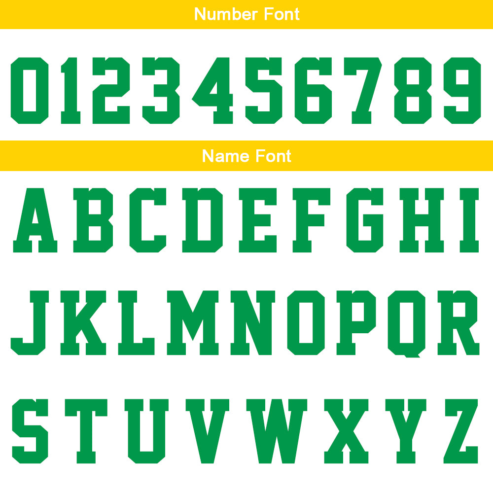 Uniforme de baloncesto personalizado blanco-verde y amarillo con tu logotipo-nombre y número impresos