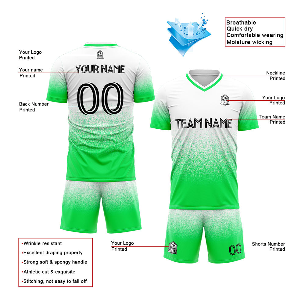 custom soccer uniform jersey kids adults personalized set jersey shirt green