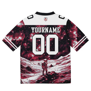 Camiseta de fútbol personalizada con nombre y número del equipo impresos y bordados-color negro y rojo