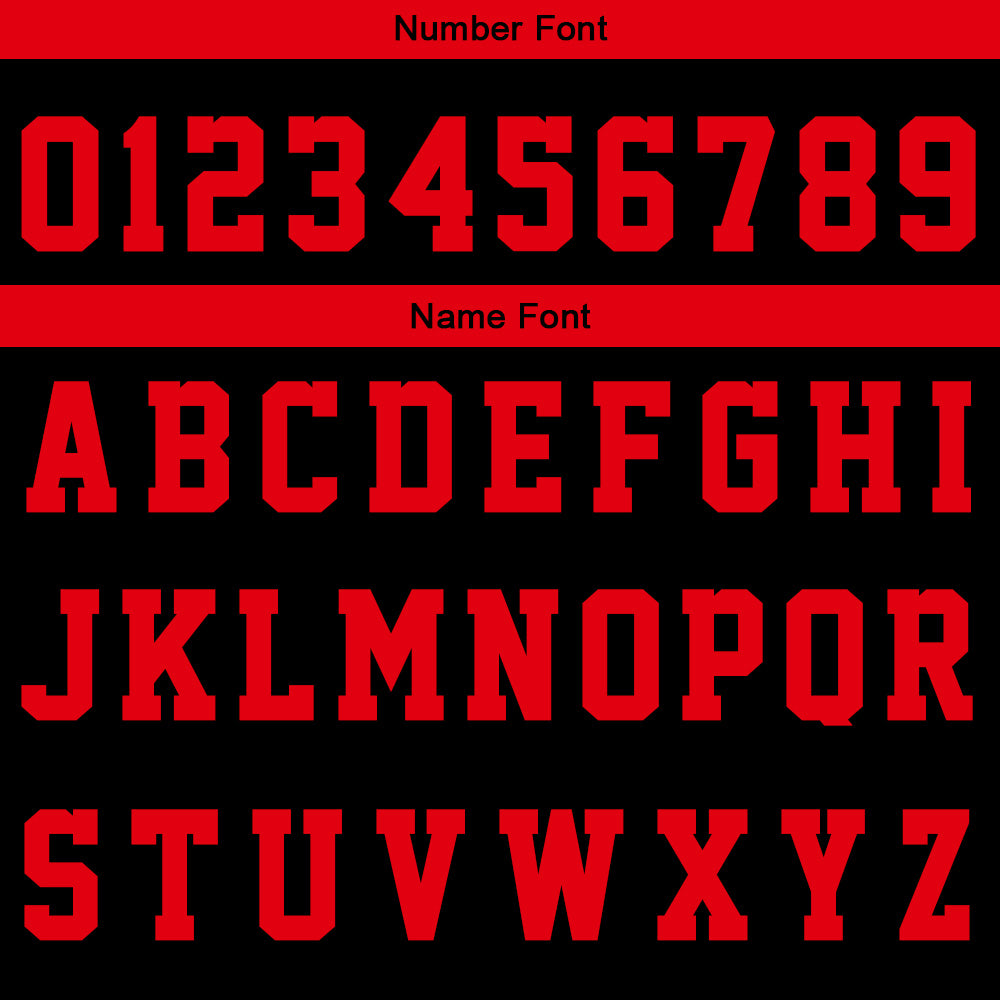 Uniforme de baloncesto personalizado en negro y rojo con tu logotipo-nombre y número impresos