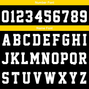 Uniforme de baloncesto personalizado negro y amarillo con tu logotipo-nombre y número impresos