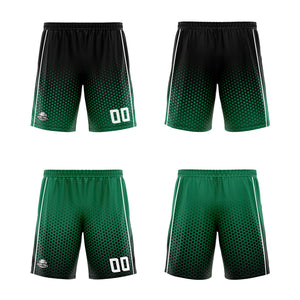 Traje de baloncesto reversible personalizado en negro-verde y blanco para adultos y niños
