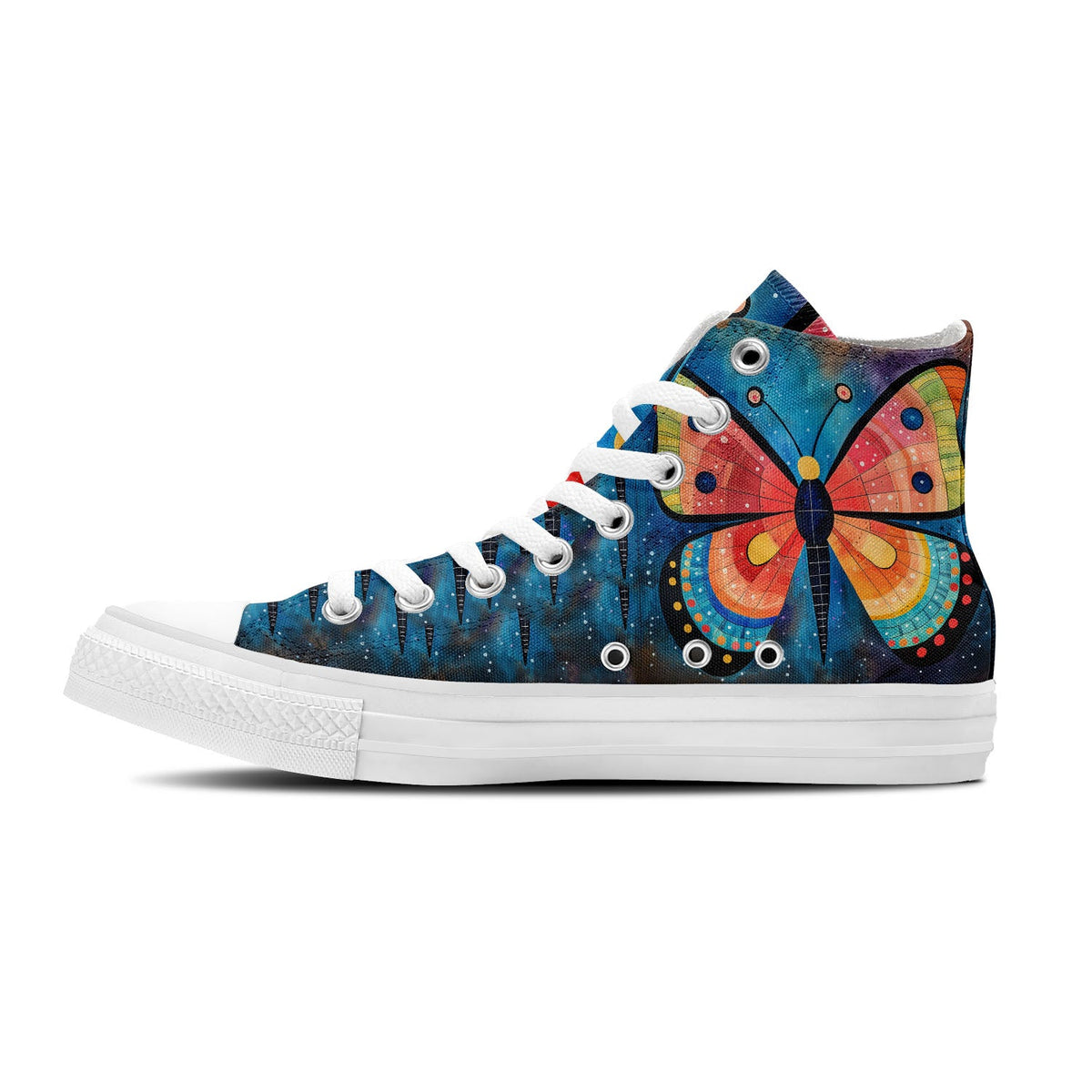 Alas Artísticas: Da rienda suelta a tu creatividad con estas zapatillas de lona de caña alta Moda unisex adornada con el cautivador y divertido diseño de mariposas