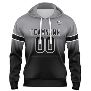 Sudadera con capucha personalizada con degradado para hombre-mujer-niña o niño Estampa tu logotipo-nombre y número Gris y negro