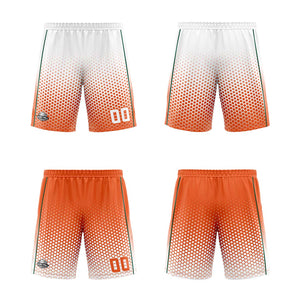 Traje de baloncesto reversible personalizado blanco-naranja y verde para adultos y niños