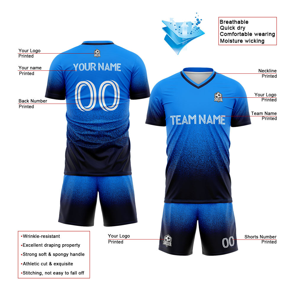custom soccer uniform jersey kids adults personalized set jersey shirt blue