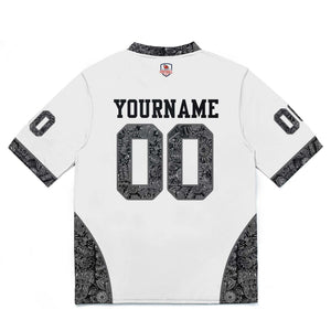 Camiseta de fútbol personalizada con nombre y número del equipo impresos y bordados-color blanco y negro