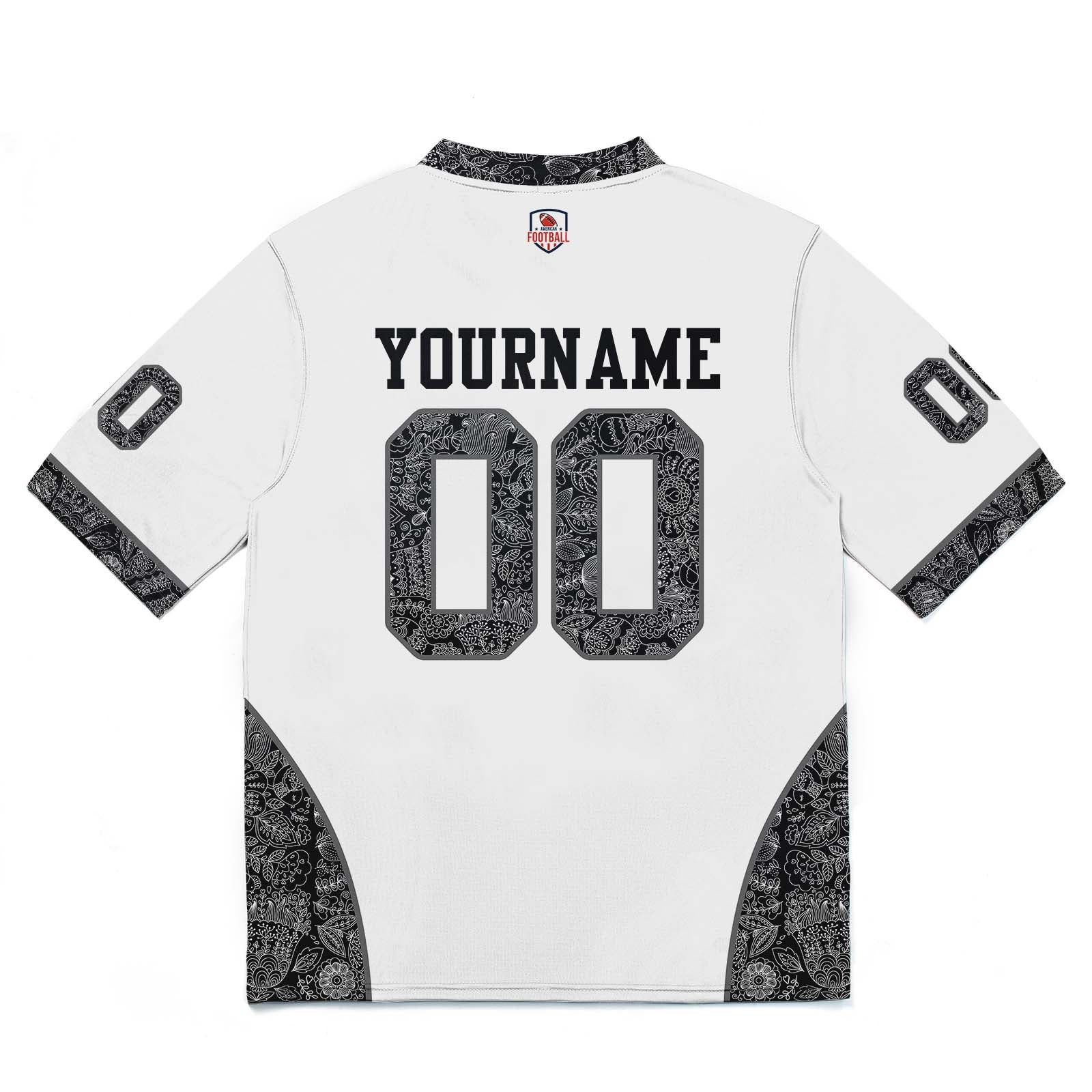 Camiseta de fútbol personalizada con nombre y número del equipo impresos y bordados-color blanco y negro