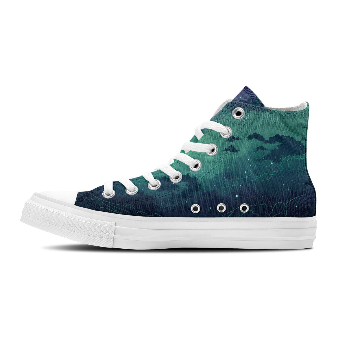 Elegancia nocturna: Zapatillas de lona de caña alta con estampado de cielo estrellado: una opción elegante para ambos sexos