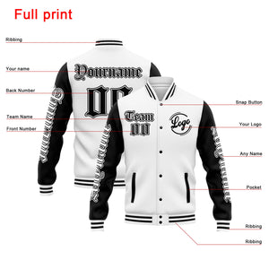 Chaqueta universitaria personalizada estilo Letterman para hombres-mujeres y jóvenes-color blanco y negro