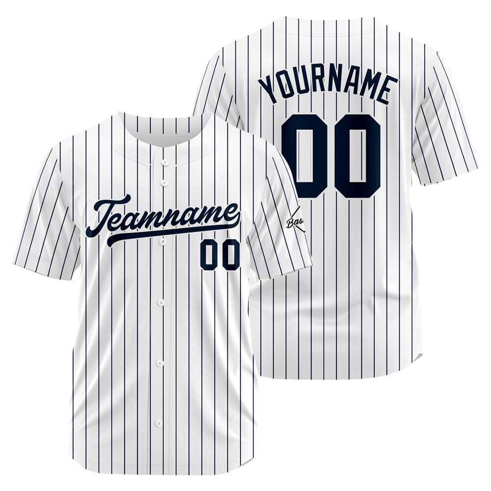 Camiseta de béisbol personalizada con diseño bordado & estilo hip hop & color blanco y azul marino