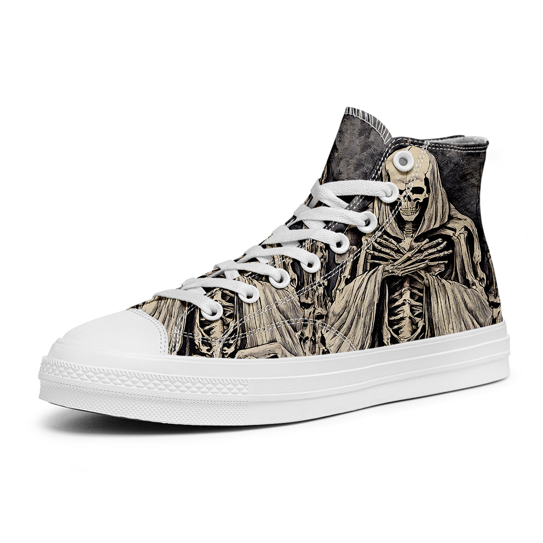 Resalta tu estilo con las zapatillas de lona de caña media Skeleton para hombre y mujer