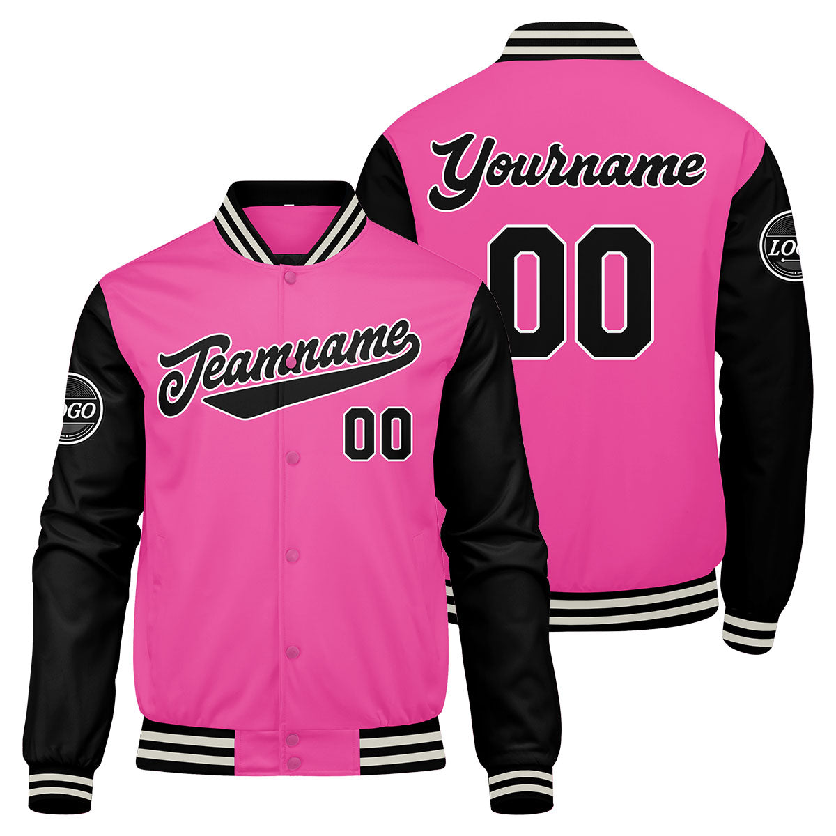 Chaqueta universitaria personalizada estilo Letterman para hombres-mujeres y jóvenes-color rosa