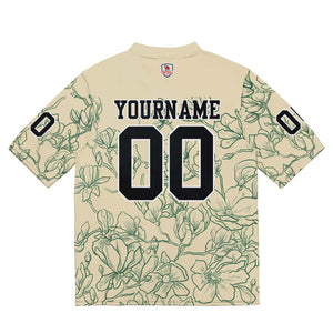 Camiseta de fútbol personalizada con nombre y número del equipo bordados-color crema y verde