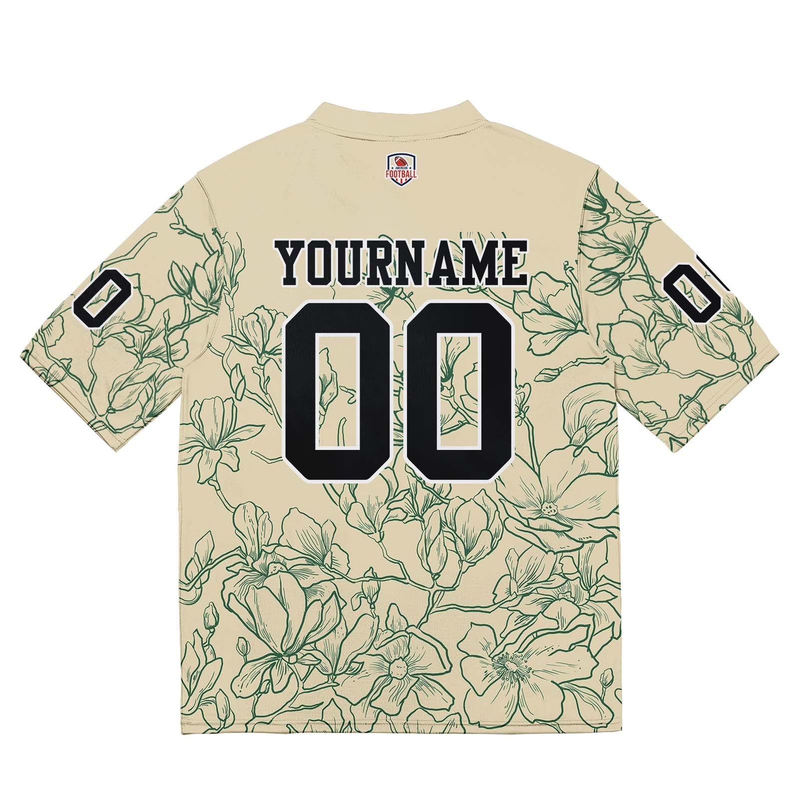 Camiseta de fútbol personalizada con nombre y número del equipo bordados-color crema y verde