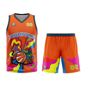 Uniforme de baloncesto naranja personalizado con tu logotipo-nombre y número impresos