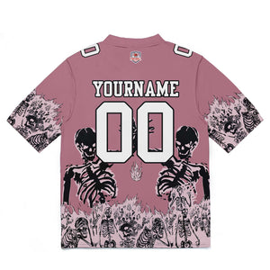 Camiseta de fútbol personalizada con nombre y número del equipo impresos y bordados-color rosa
