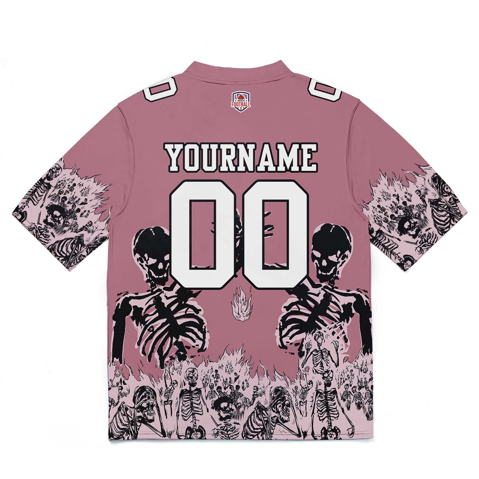 Camiseta de fútbol personalizada con nombre y número del equipo impresos y bordados-color rosa