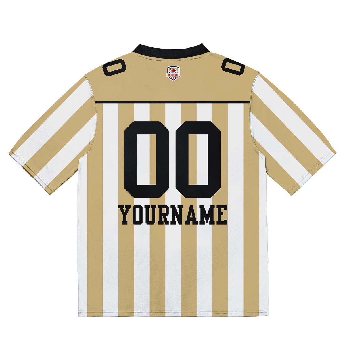 Camiseta de fútbol personalizada con nombre y número del equipo bordados-color dorado y blanco