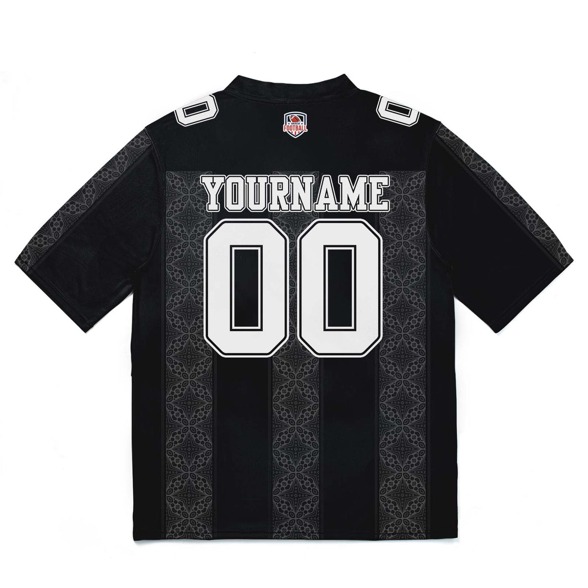 Camiseta de fútbol personalizada con franja estampada con el nombre y el número del equipo -Negra