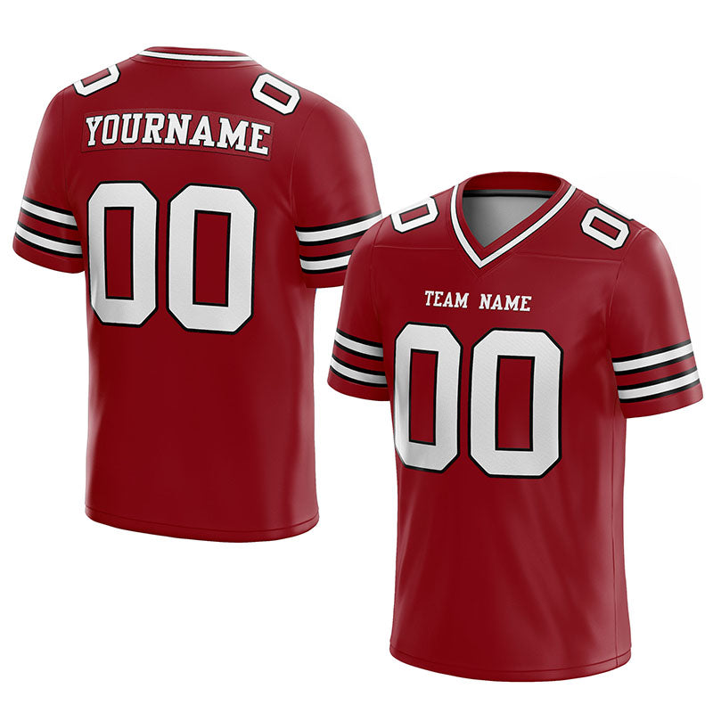 customized authentic football jersey black red-white mesh