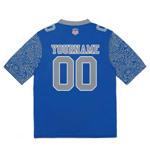 Camiseta de fútbol personalizada con nombre y número del equipo impresos y bordados-color azul
