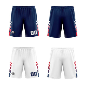 Traje de baloncesto reversible personalizado azul marino-blanco y rojo para adultos y niños