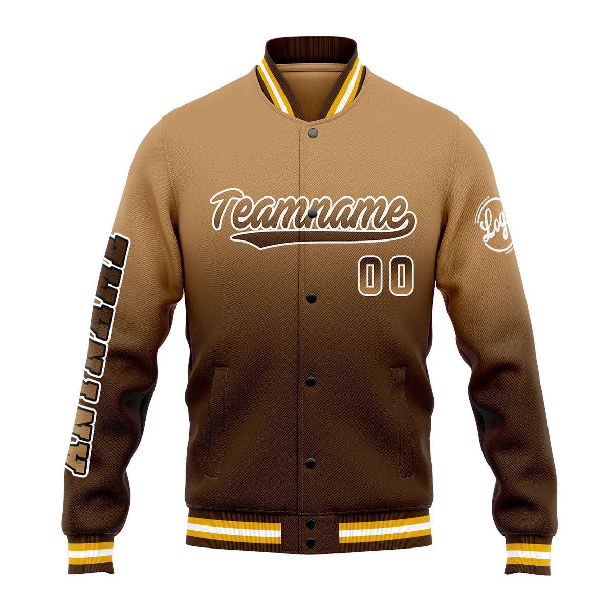 Chaqueta universitaria personalizada estilo Letterman para hombres-mujeres y jóvenes-color marrón