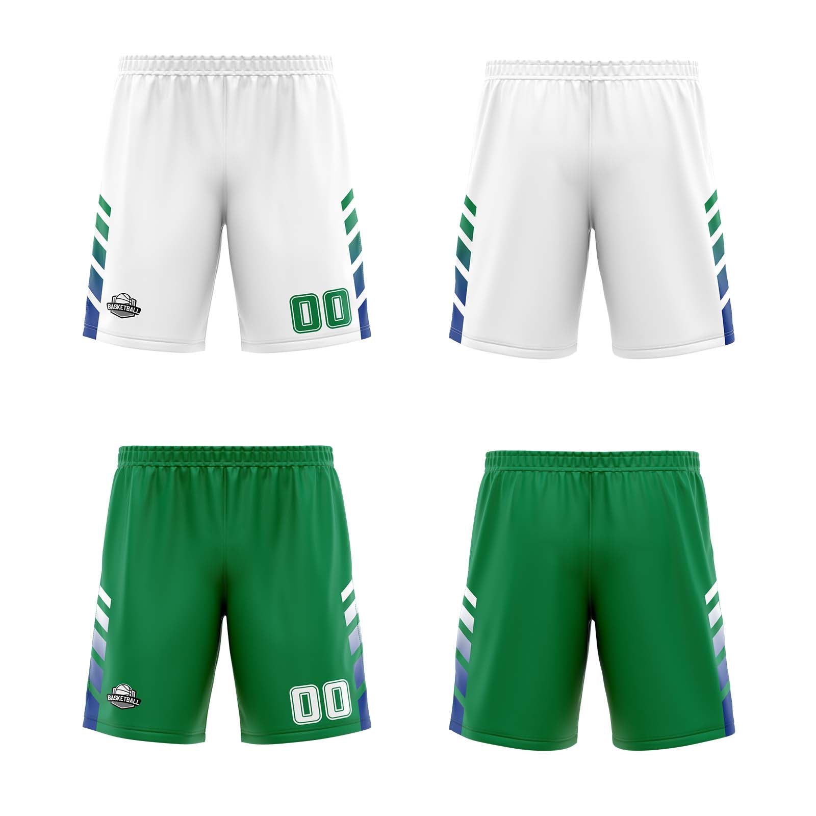 Traje de baloncesto reversible blanco y verde personalizado para adultos y niños
