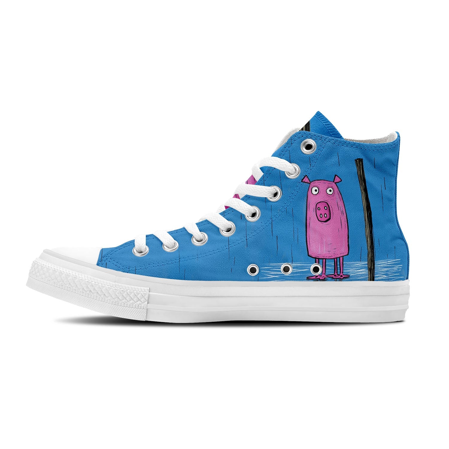 Adorable Oink: Déjese seducir por la ternura con nuestras zapatillas de lona de media caña con divertidos dibujos de cerditos: moda divertida para hombres y mujeres