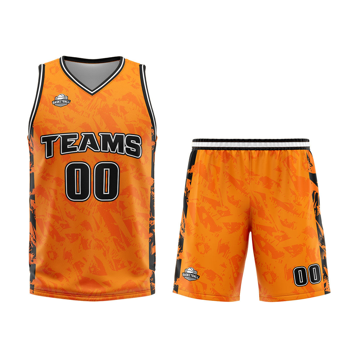 Uniforme de baloncesto personalizado color naranja roto con tu logotipo-nombre y número impresos